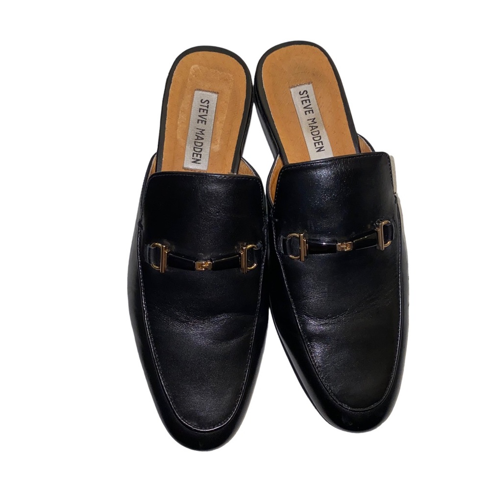 Steve Madden black leather mules size 7